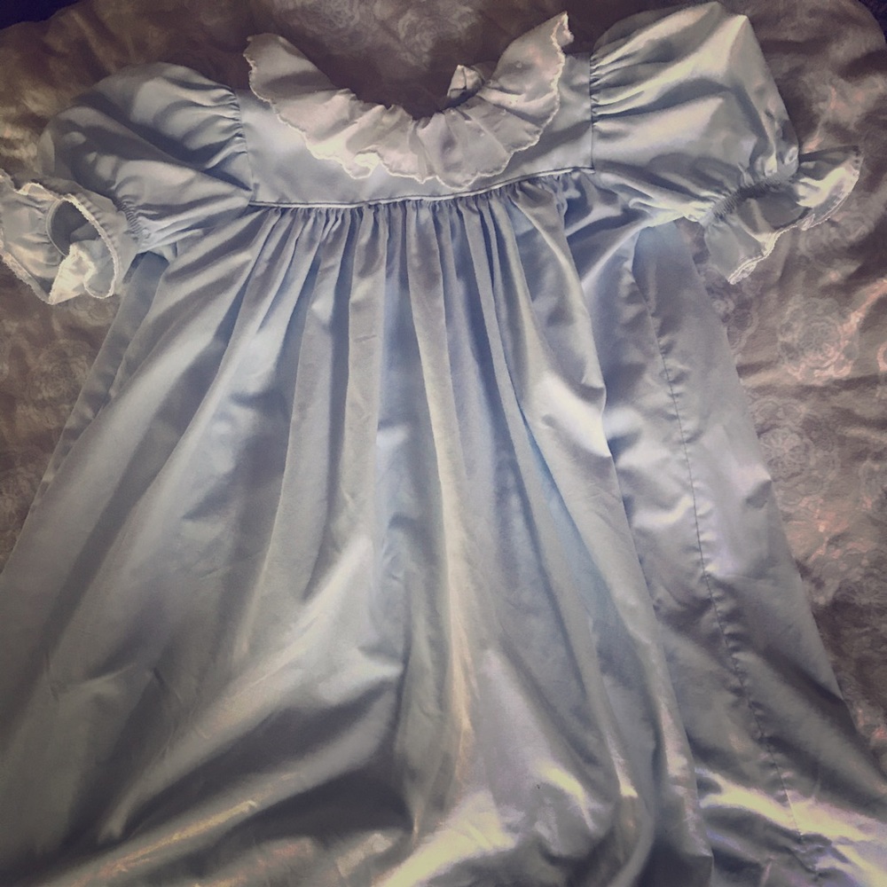Light blue dress with white trim
